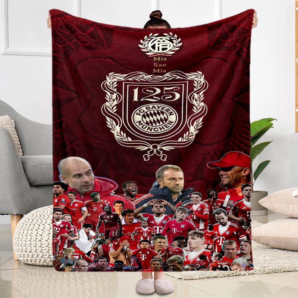 Bayern Munich Blanket Warmthful Decor Suitable for Bedding Couch Bed Four Seasons Universal Playful Design Gift for Travel Home Birthdays