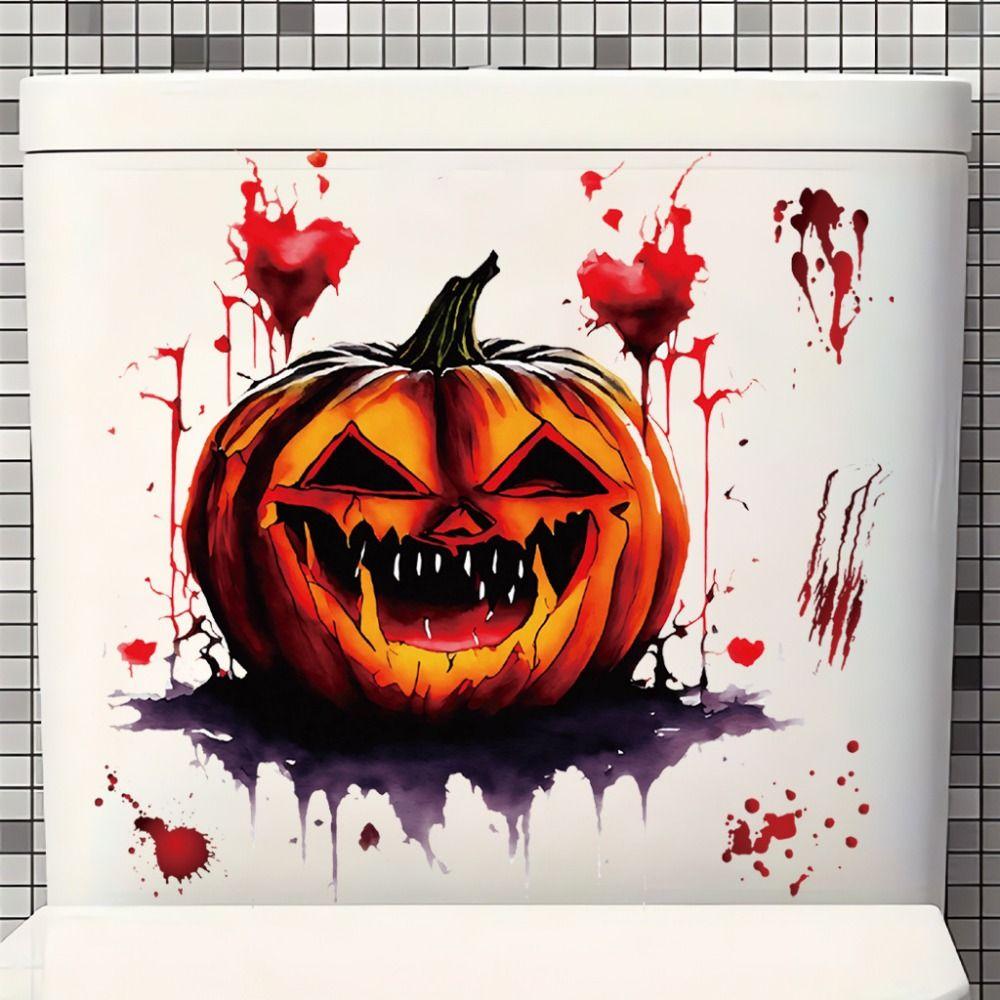 

Self-adhesive Pumpkin Fangs Wall Stickers DIY Halloween Toilet Stickers Toilet