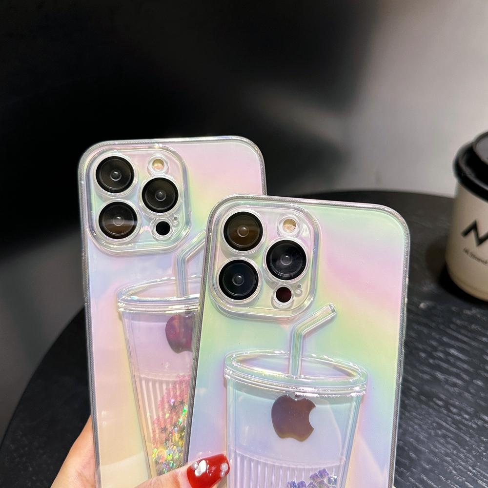 Dynamic Liquid Bling Sequin Quicksand Cup Mäkké puzdro na telefón pre Iphone 14 13 12 11 Pro Max Laser Gradient Clear Cover