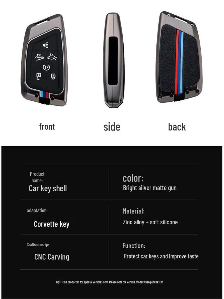 Funda para Mando de Llave Corvette C8 Coupé: Carcasa Metálica Protectora de Cobertura Completa