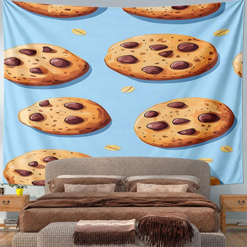 Chocolate Chip Cookie Pattern Pattern Wall Hanging Tapestry Decorative Tapestry Home Decor for Bedroom and Living Room