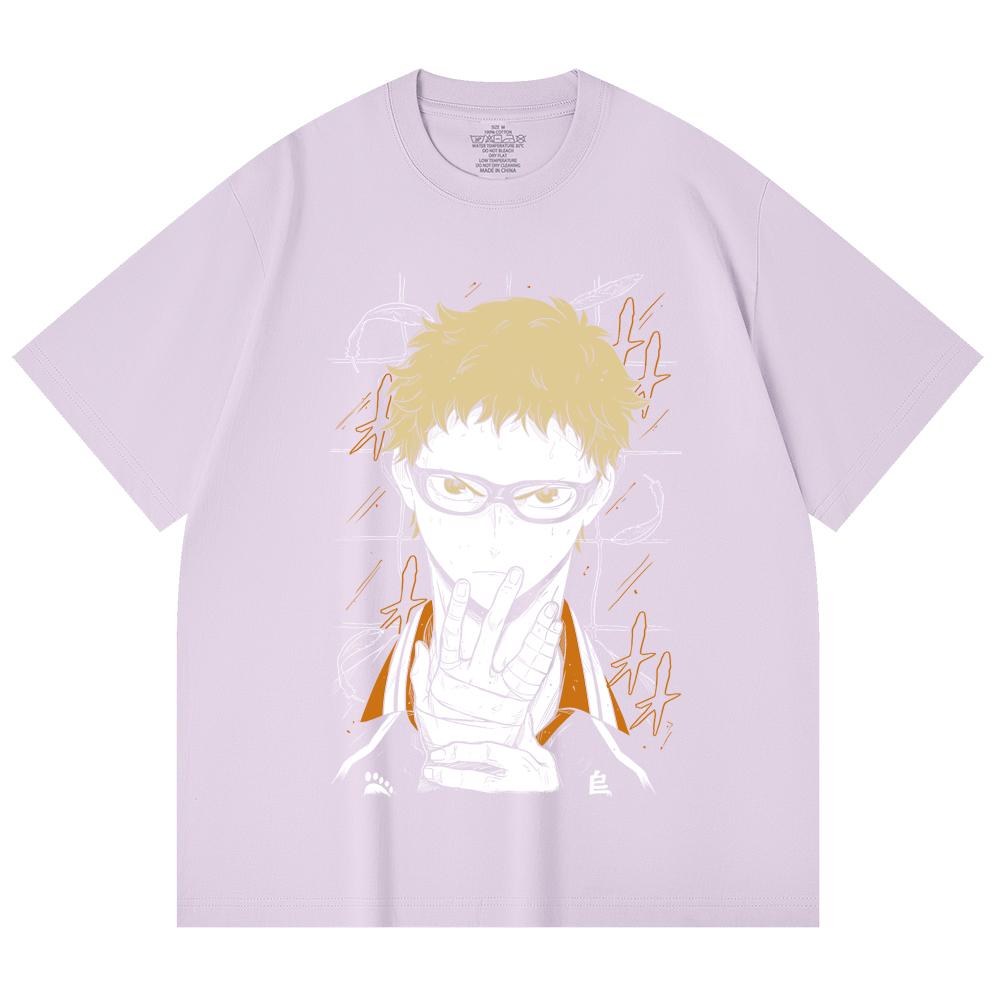 230 Gsm 100% Cotton Haikyu V4 Tsukki Print Unisex Heavy Cotton T Shirt