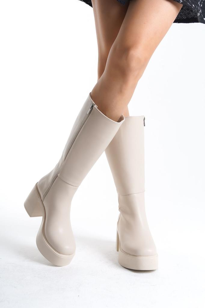 Women Modern Stylish Fashion Boots Boots Faux Leather Jessie Platform Heeled Black Boots Cm