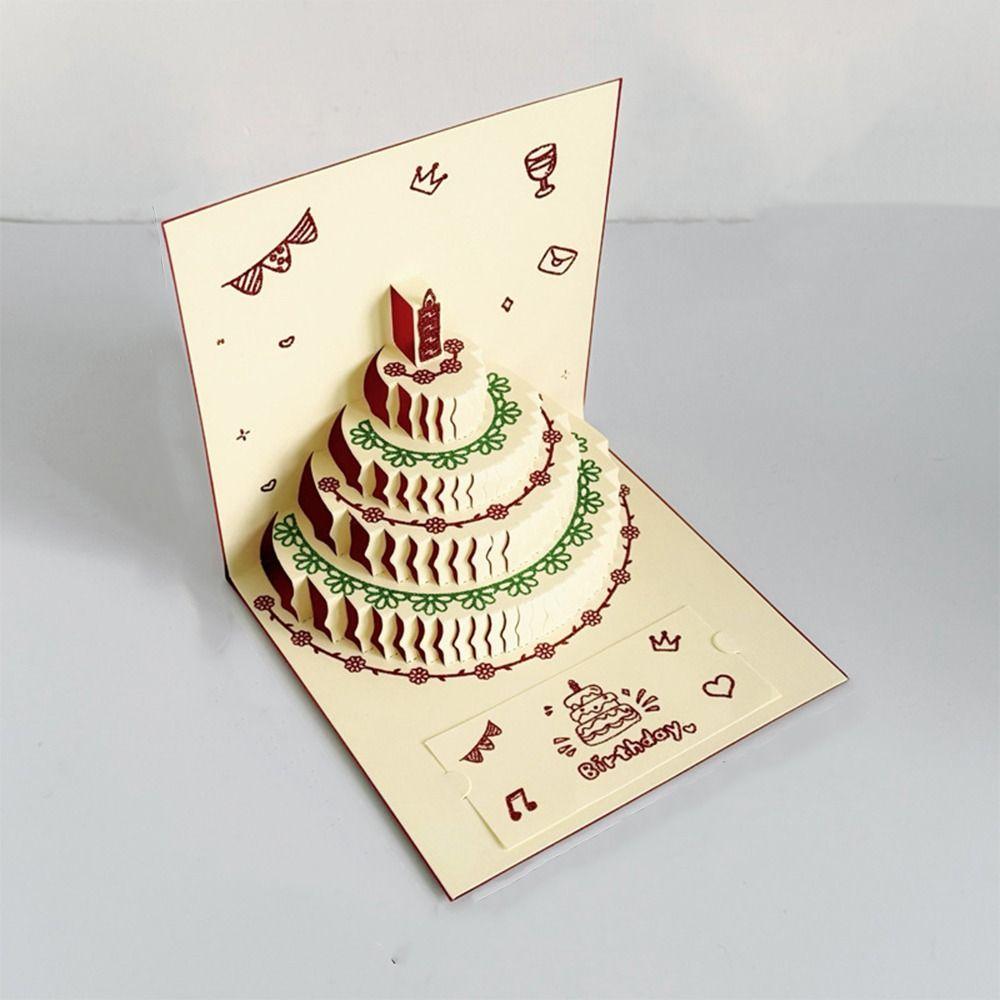 Folding 3D Birthday Card with Envelope Handmade Pop-Up Greeting Card Surprise Postcard Happy Birthday Card Baby Shower