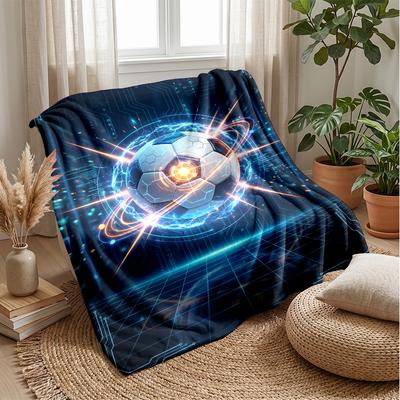 Futuristic Soccer Ball 5 Theme Blanket Lightweight Warm Flannel Blanket Decorative Throw Blanket for Home Decoration