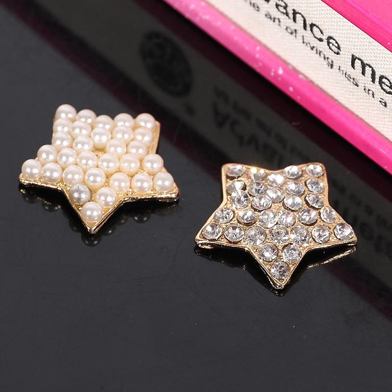Engood 50Pcs Five-pointed Star Rhinestone Pearl Alloy Buttons Sewing Trim & Embellishments Craft DIY Hair Accessories Buckles