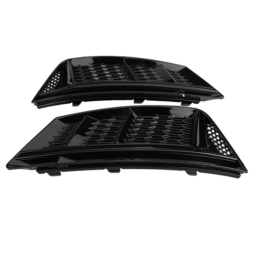 2pcs for S4 Style Glossy Black Front Bumper Fog Light Grilles for A4 B9 2017‑2018