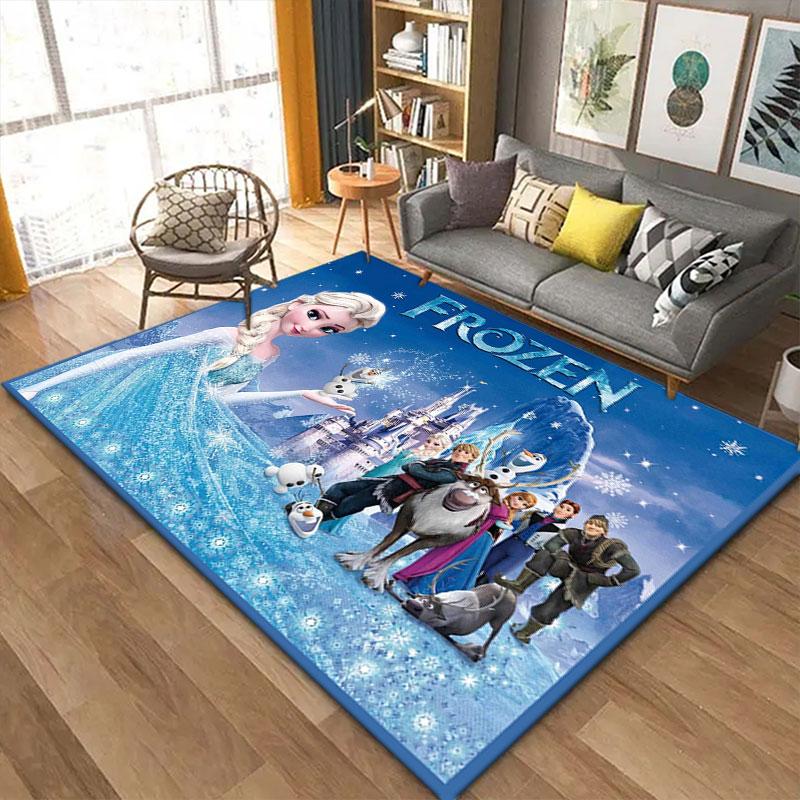 Elsa Queen cartoon pattern rug, Frozen theme, suitable for home, bedroom, bedside rug, and bathroom mat.