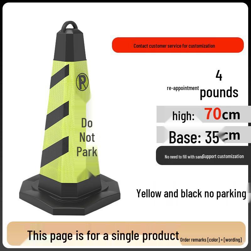 Reflective 90cm Rubber-Plastic Safety Cone with Ice Cream Handle for Road and Construction Use