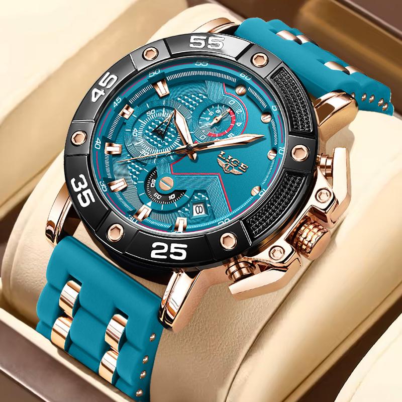 New Original Brand Luxury Quartz Watches For Men Fashion Military Silicone Big Dial Watch Men Sports Waterproof Chronograph