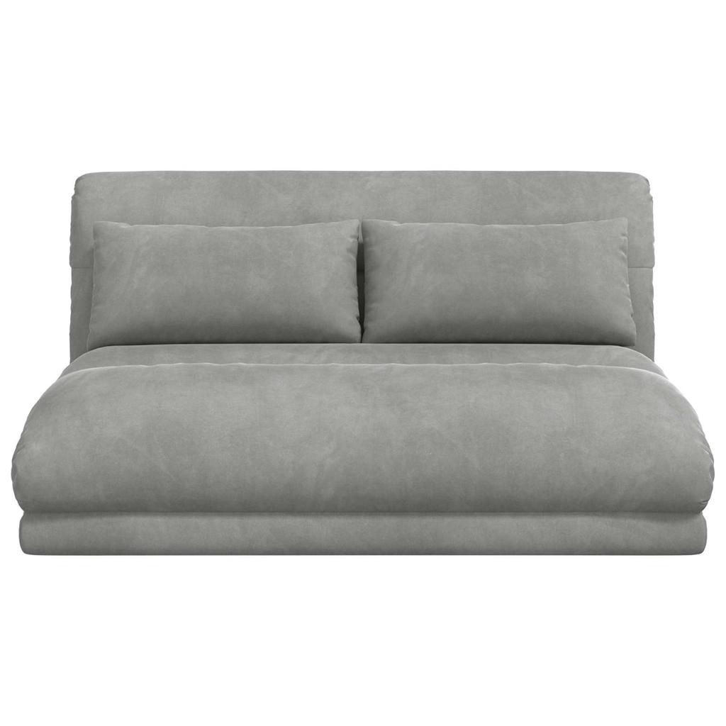 Adjustable Floor Footstool Light Grey Velvet