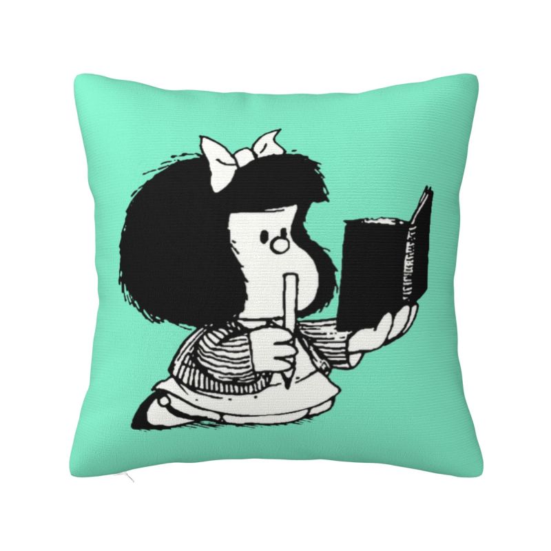 Manga Quino Mafalda Cushion Cover Kawaii Cartoon Velvet Luxury Pillows Living Room Decoration