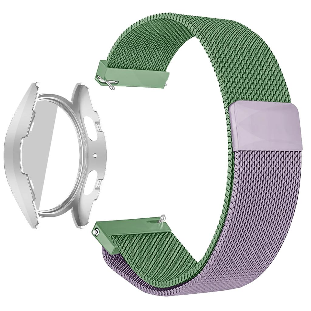 Coque PC + Bracelet Métal pour Samsung Galaxy Watch 7/6/5/4 44mm 40mm Bracelet Milanais Pare-chocs Protecteur en Verre Trempé Accessoires