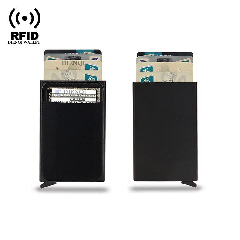 DIENQI Rfid Credit Card Holder Smart Minimalist Aluminium Metal Wallet Thin Pop-up Cardholder Wallets for Men Creditcard Case