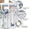 1Pc Blue Lavender Floral And Butterfly Shower Curtain - With Soft Petals And Translucent Butterflies, Polyester Fabric With Hook