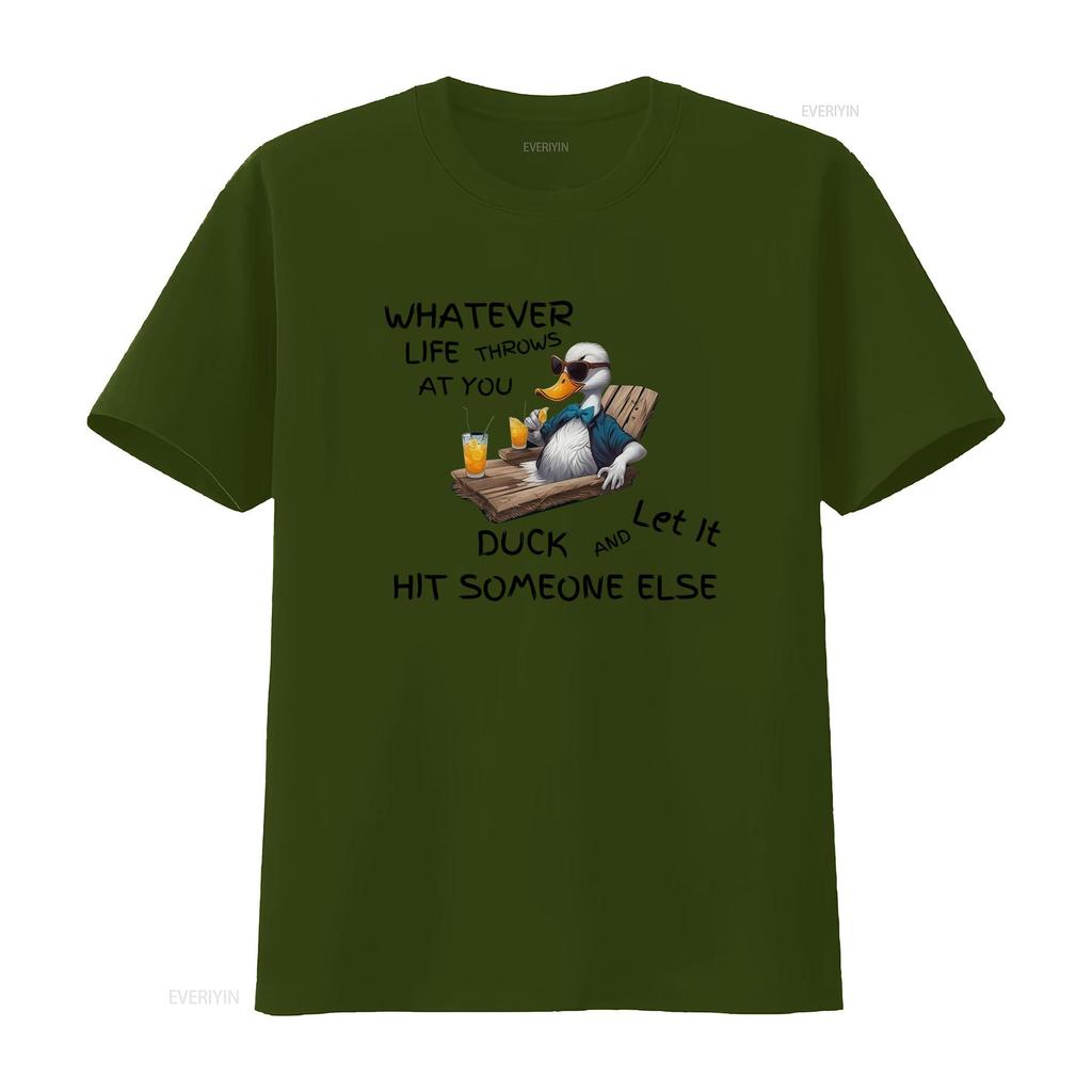 Motivational Funny Duck T Shirt Whatever Life Throws At You Let It And Hit Someone Else Inspirational Apparel For Kids vintage