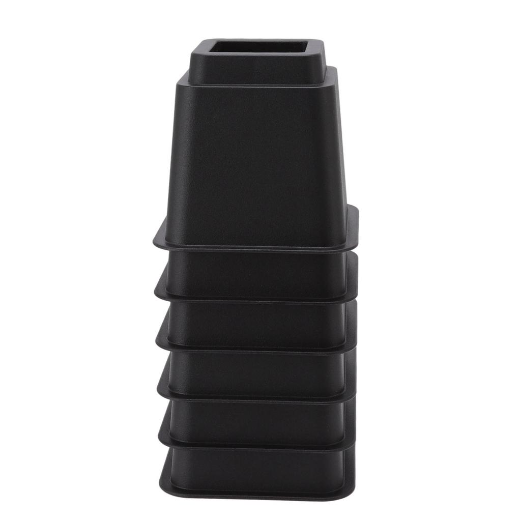 6pcs Bed Risers 5in High Quadrate Trapezoidal Ergonomic Plastic Black Furniture Risers Blocks for