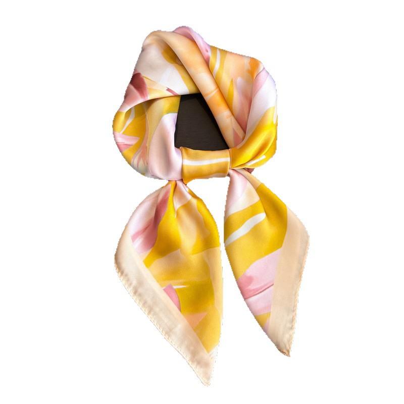 Women S Elegant Printed Silk Like Square Scarf Sun Protection Shawl