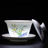 Dehua Gaiwan Cup Ceramic Large Single Sancai Bowl Kung Fu Tea Set Blue and White Porcelain Household