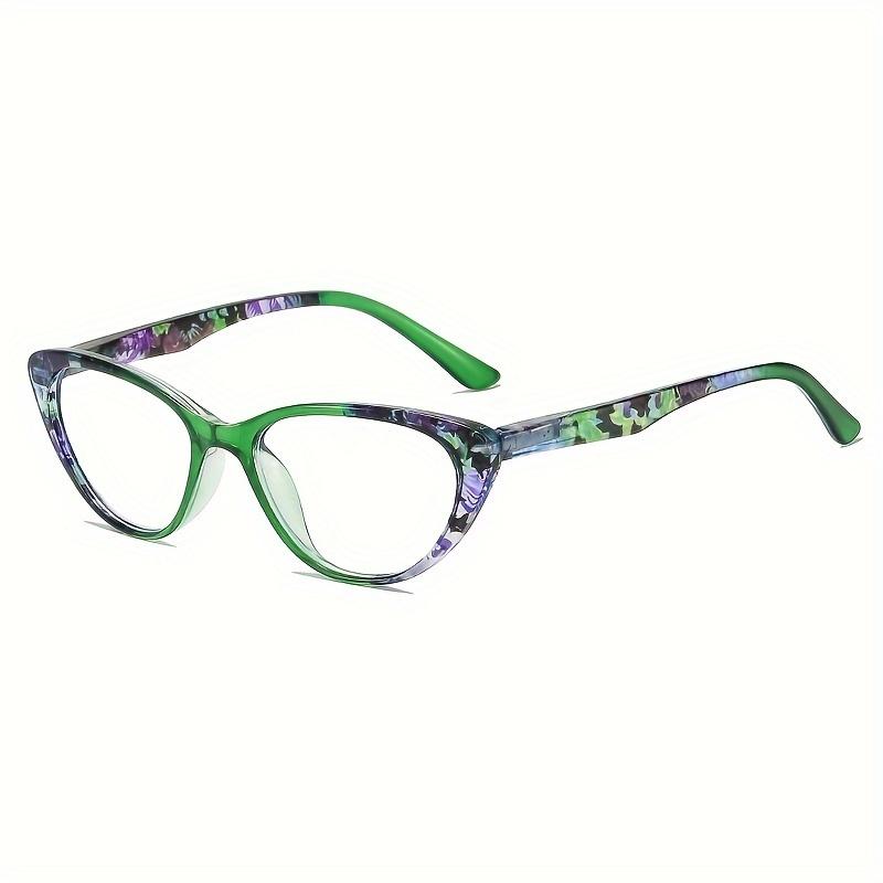 

Elegant Cat Eye Reading Glasses for Women - Lightweight, Floral Design with Spring Hinges, +1.0 to +4.0 Magnification 4.0 зелёный