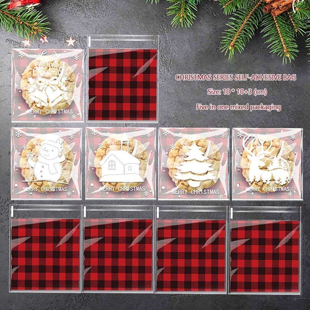 7*7+3cm Self Adhesive Bag 10*10cm+3cm Christmas Birthday Bags  Party Supplies