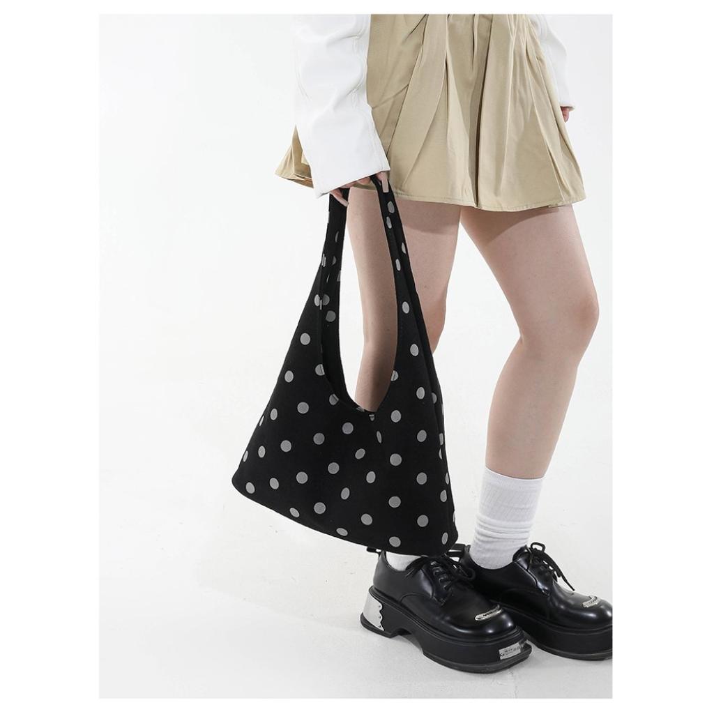 Shoulder Bag Women Fabric Polka Dot Large Capacity Daily Commute