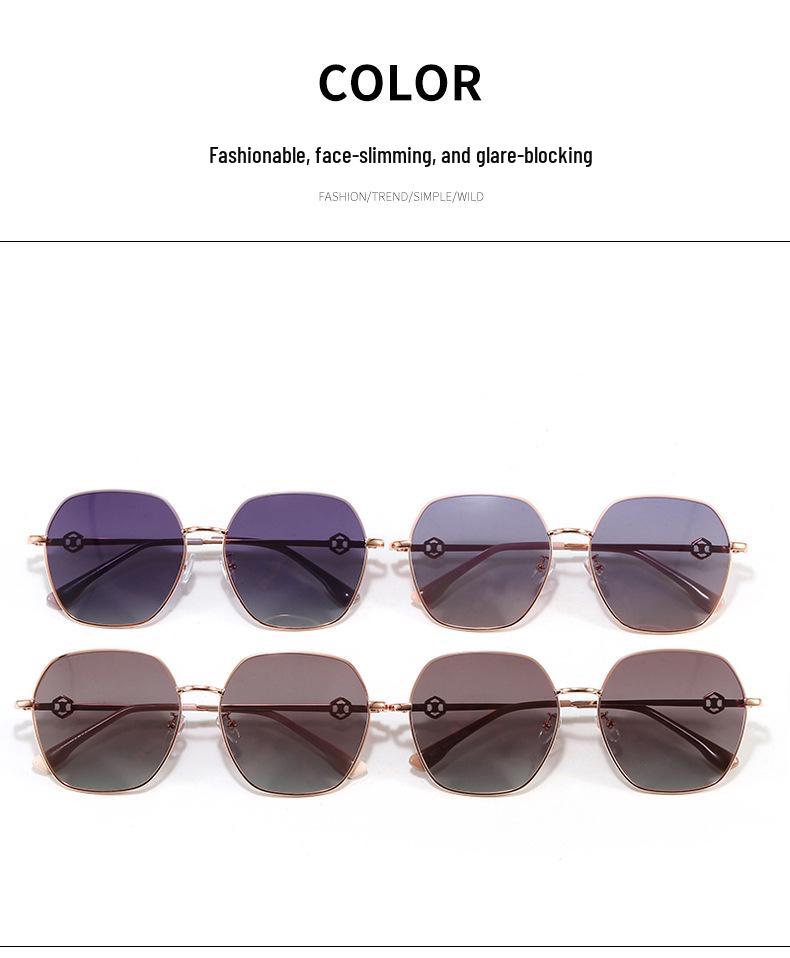 European & American Fashion Polygonal Polarized Sunglasses - UV Protection Metal Frame for Women