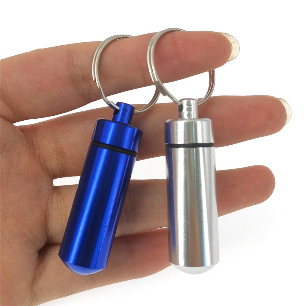 1 PCS Colorful Baby Aluminum Pill Box Medicine Case Container Bottle Holder Keychain Outdoor Pill Case Pillbox Portable