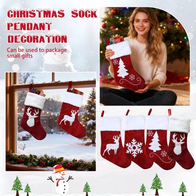 Red Christmas Stockings, Large Red Christmas Stocking Candy Bags, Suitable For Home Décor And Holiday Party Decorations.