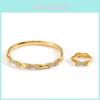 Modernes Luxus Schmuckset aus Edelstahl mit Perlenarmreif und Ring für Damen