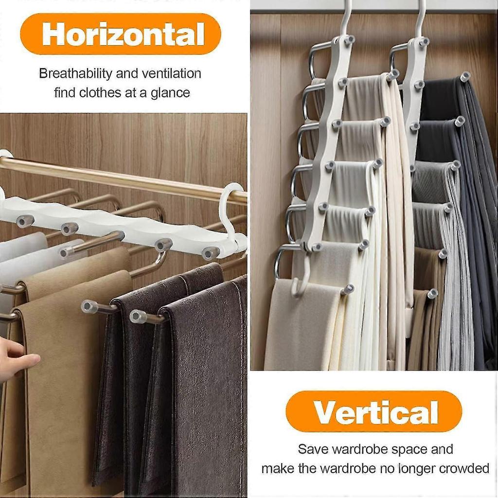 6 in 1 Trouser Hanger, Space Saving Trouser Hanger, Trouser Hangers, Sliding Trouser Rack, Clothes Hangers, Multifunctional Hook Hook Hanger, Trouser