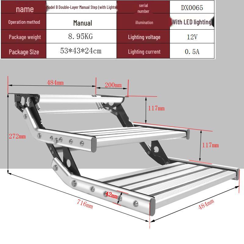 Single & Double Layer Aluminum Alloy RV Folding Steps – Manual or Electric Options