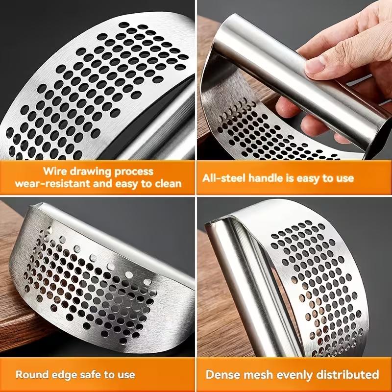 Stainless Steel Garlic Press Manual Garlic Crusher Ergonomic Handle Kitchen Tool for Easy Garlic Mincing Cooking Essentials