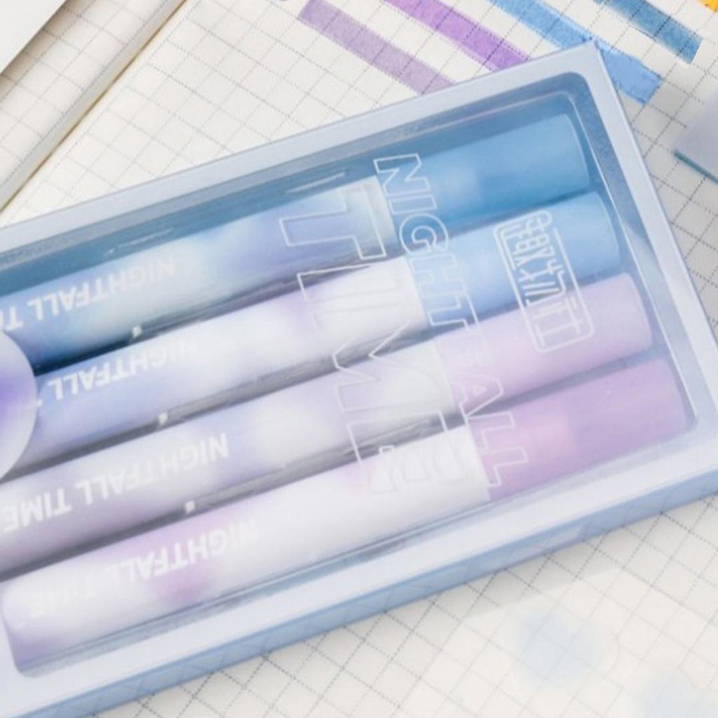 4 Pcs/set Kawaii Highlighter, Chisel Tip Marker Pen, Quick Drying, Assorted Colors, Water Based,For Organizing and Coloring