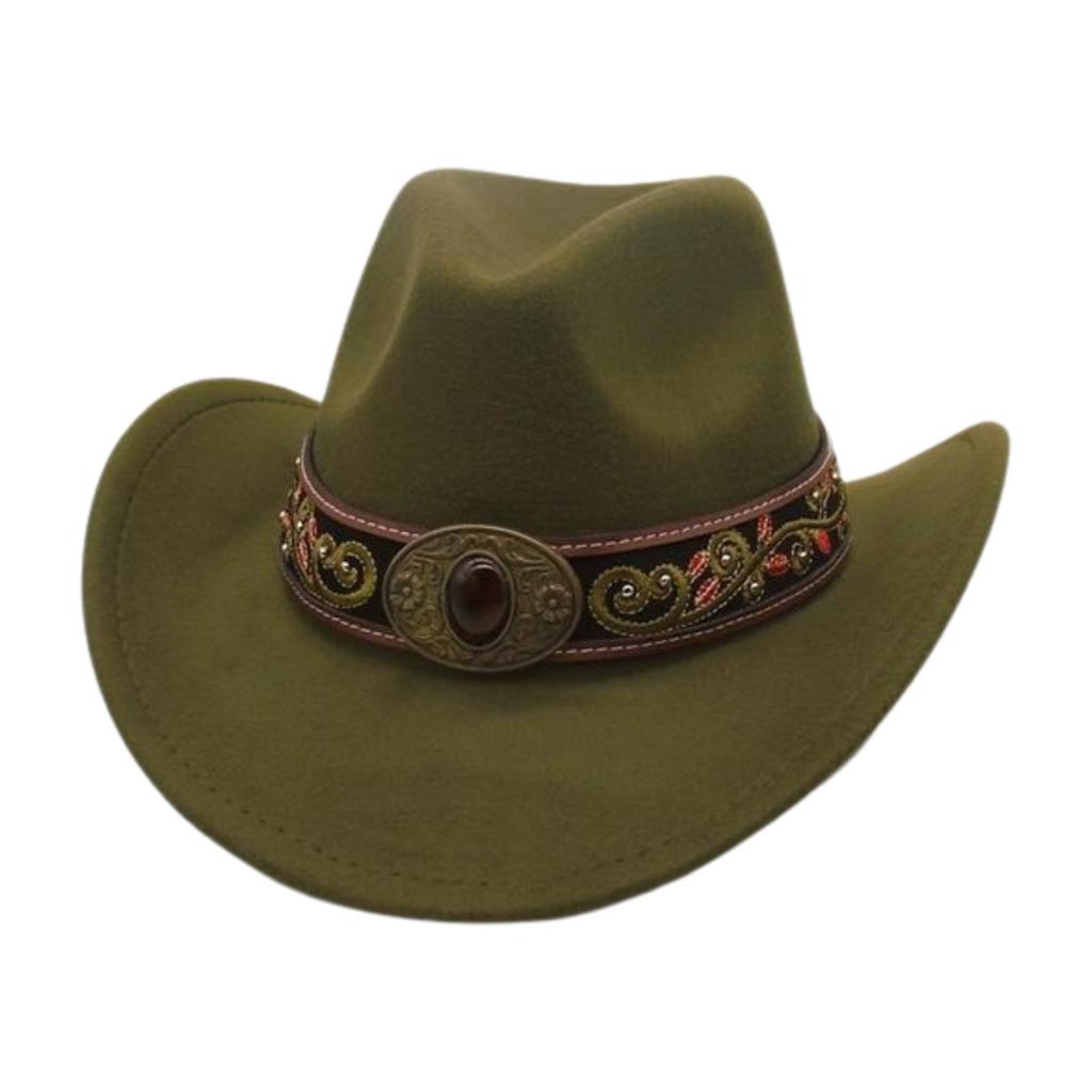 Sunshade Big Eaves Western Cowboy Hat Rolled Eaves Ethnic Style Decorative Design Felt Hat Top Hat