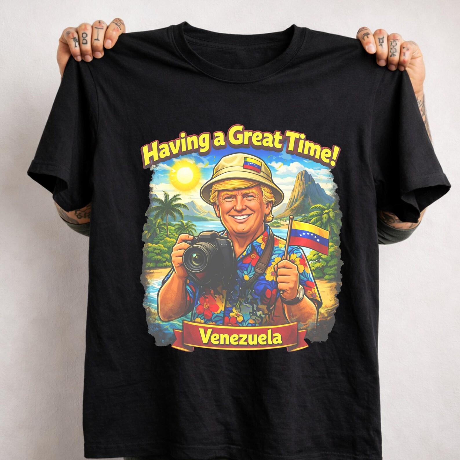 Funny Trump Venezuela Tourist Shirt – Tropical Vacation Parody Tee. L