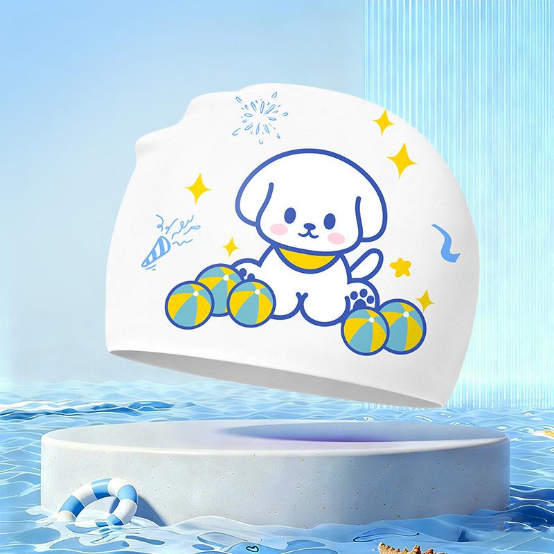 New Children's Cartoon Swimming Cap Cute Dolphin Waterproof Ear Protection Swimming Caps Kids Hot Spring Swimming Equipment