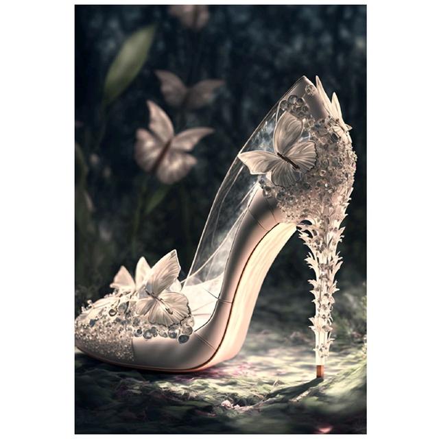 5D DIY Diamond Painting New Arrival White High Heel Butterfly Diamond Mosaic Embroidery Cross Stitch Kit Home Decoration