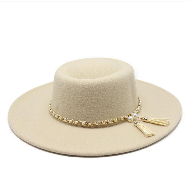 Men Women Wool Felt Round Crown Wide Brim Sun Protection For Travel Outdoor