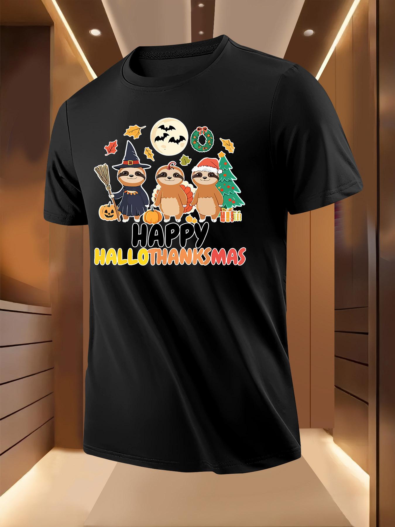 Halloween Thanksgiving Graphic Tshirt - Happy HALLOTHANKS... XXXXL