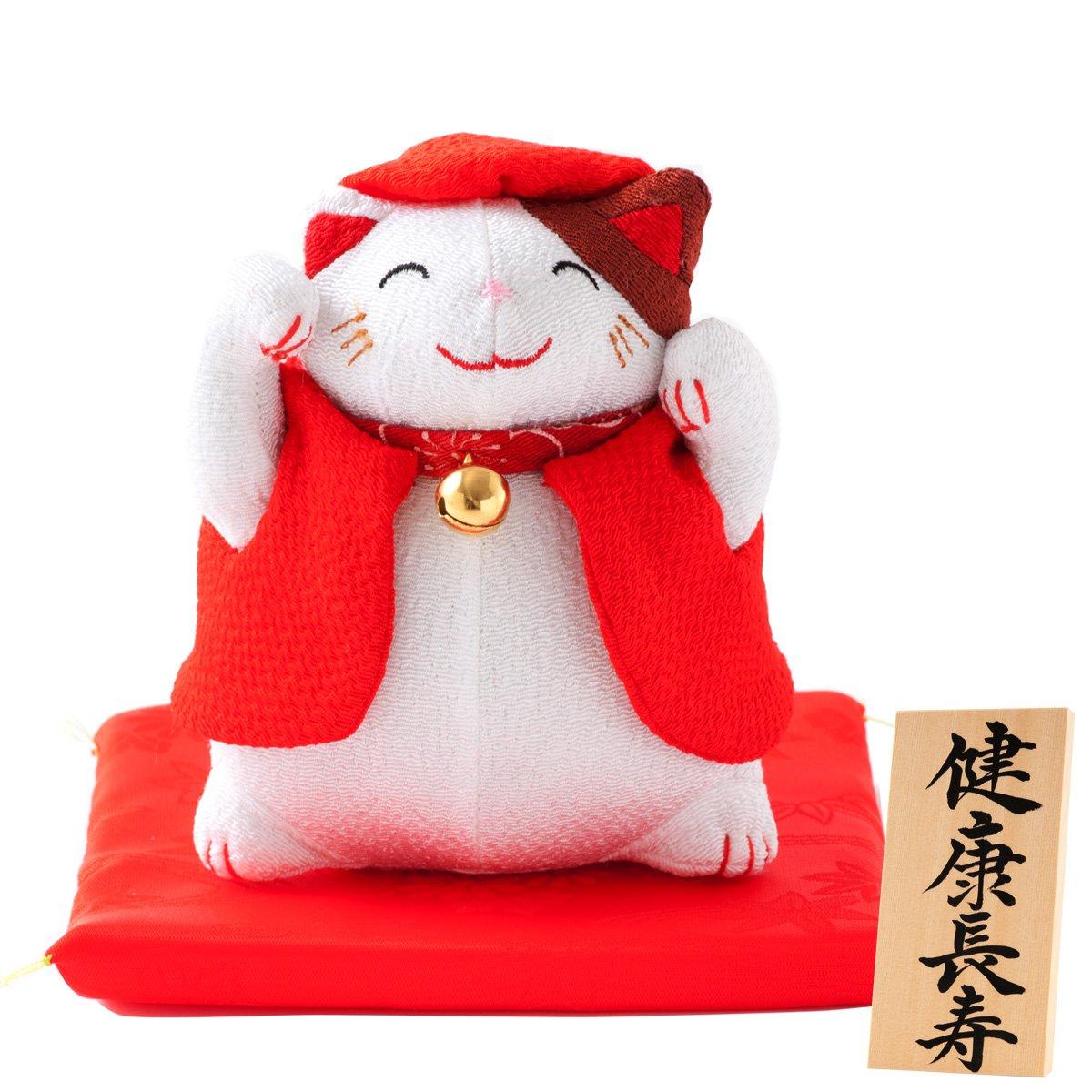 

Празднование 60-летия Красный Чанчанко Манэки Нэко Празднуем Здоровье и с Деревянной Биркой Подарок (Lucky Cat), Долголетие, (15 см в высоту) [ВЕСЕЛЬЕ, ВЕСЕЛО]