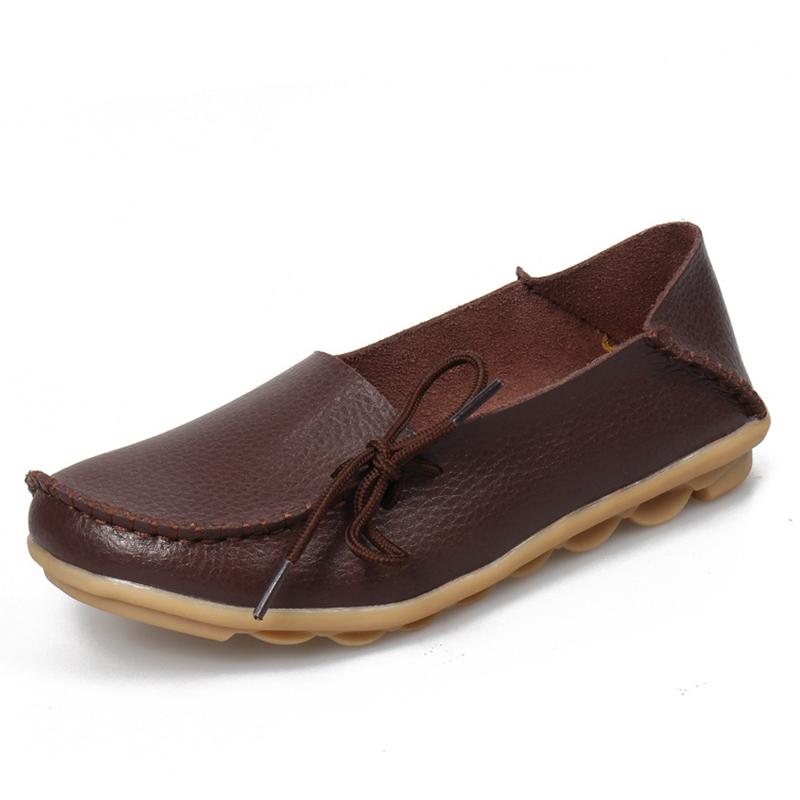 Women Flats Genuine Leather Fashion Walking Women Shoe Moccasins Ballet Flats Oxford Nurse Shoes Black Plus Size Ladies Shoes