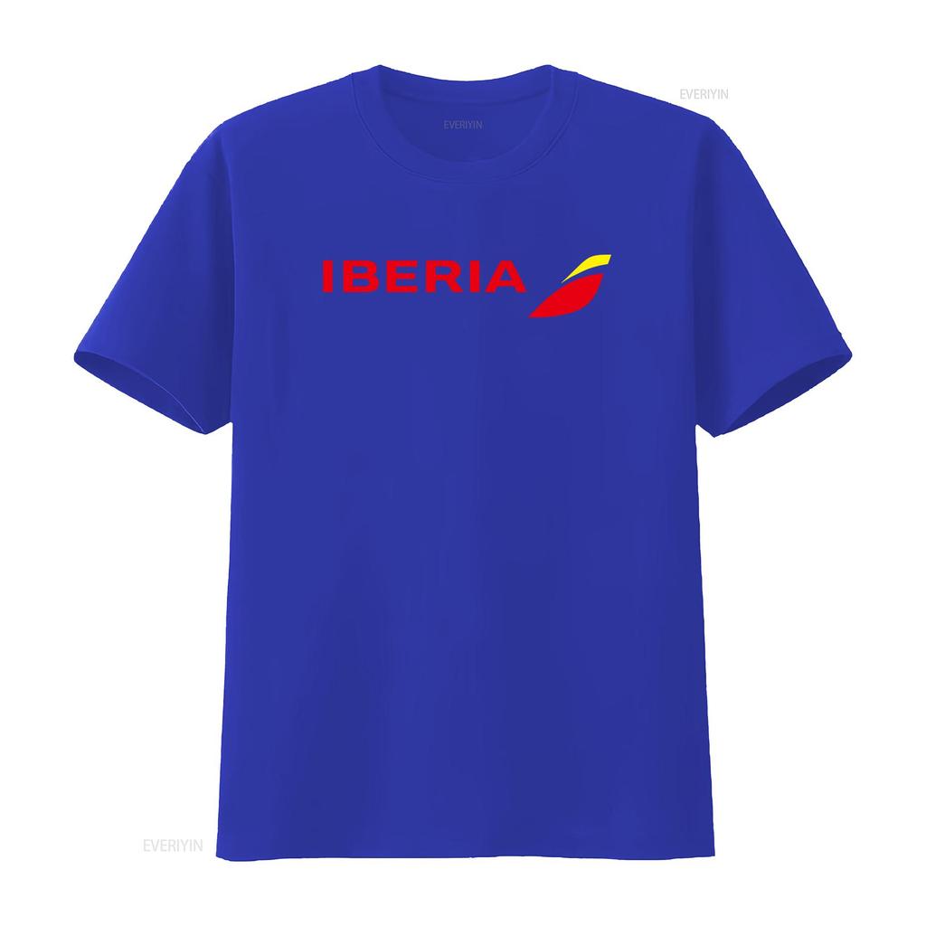 Iberia Airlines Spanish Airline Retro Logo Cotton Black T Shirt with Red Yellow Design vintage Washed Stylish Slightly Unisex