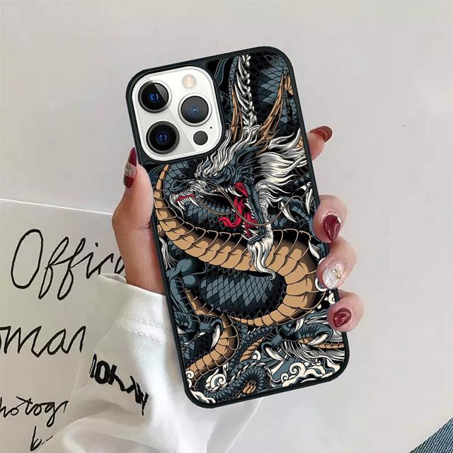 Japanese Dragon Style Phone Case For iPhone 11 12 13 14 Pro Max Mini Cover For iPhone X XS Max XR 5 6 7 8 Plus Coque