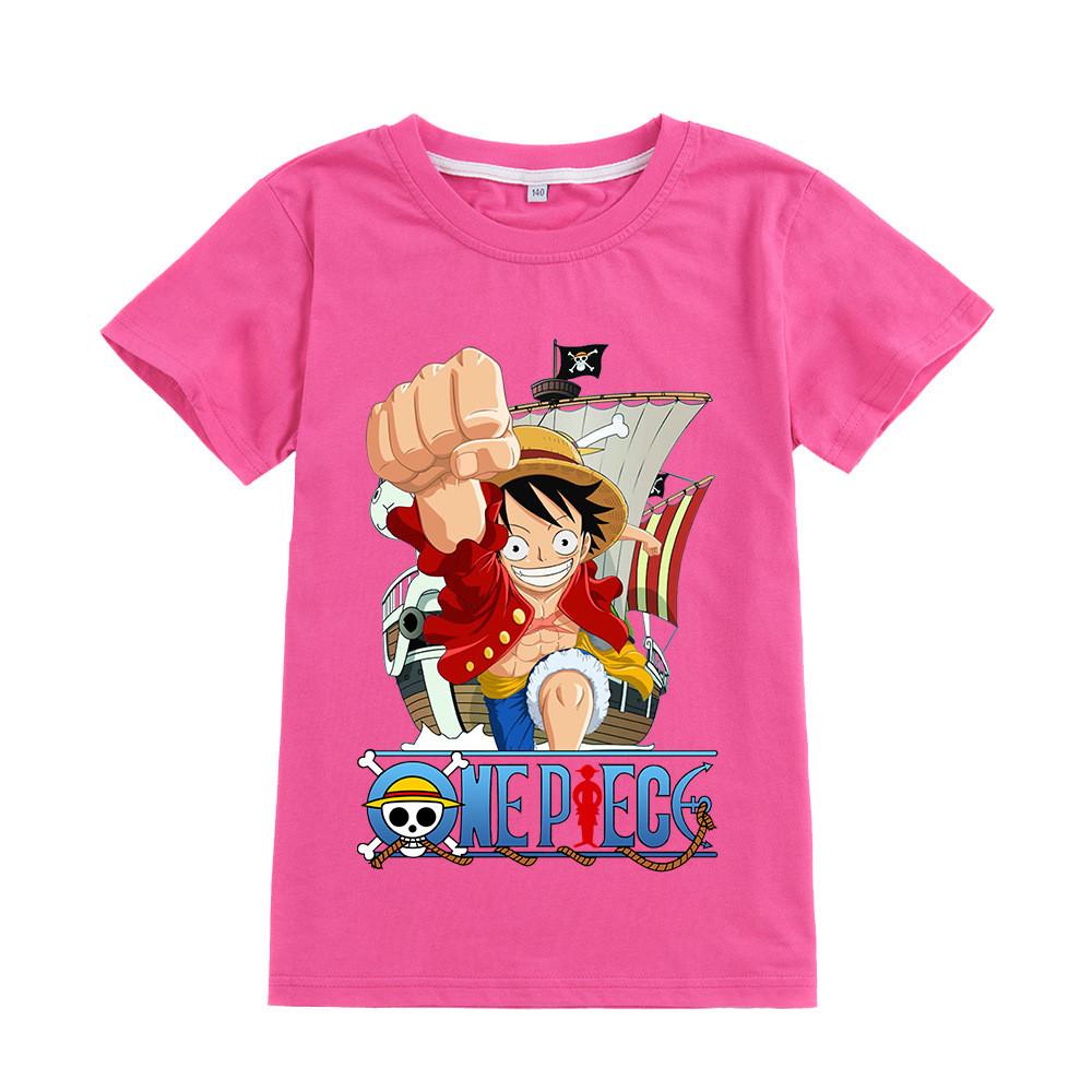 A905 Kids Boys Girls Luffy One Piece Printed Casual Short Sleeves T-shirt