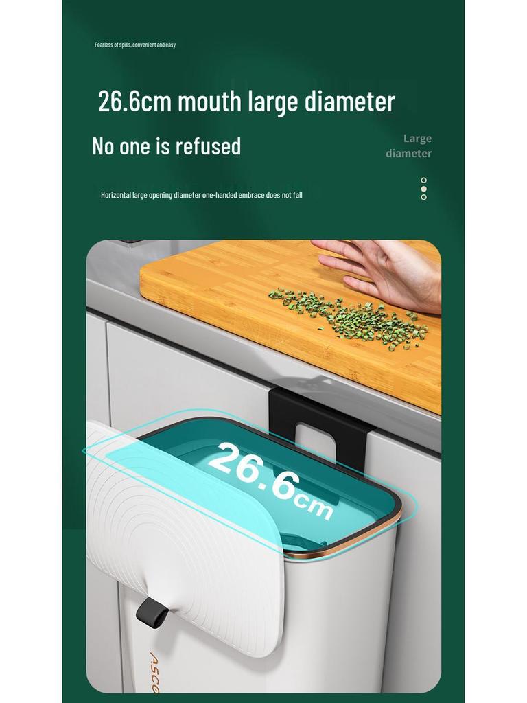 Duży kosz na śmieci wiszący na ścianie z pokrywką do łazienki, kuchni, sypialni i salonu