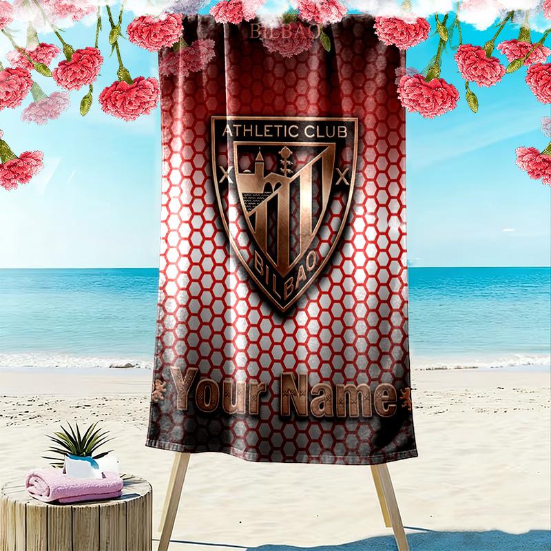 Name Custom Athletic Club Print Beach Towel, Large Soft Quick Dry Towel for Beach Camping Swimming