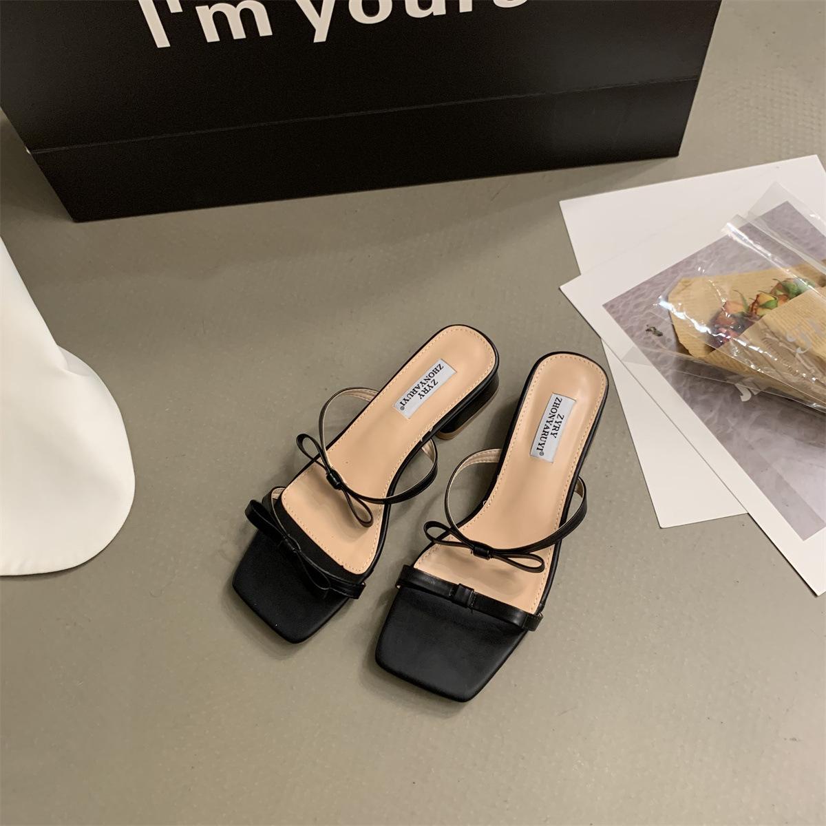 

With skirt evening breeze slippers women s summer wear 2025 new gentle fairy vacation thick heel sandals 40