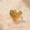 Golden Plated Hammered Heart Open Adjustable Ring for Women Elegant Statement Jewelry Gift