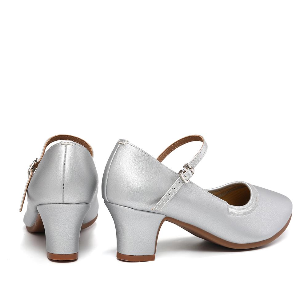 LeatherModern Dance Shoes Women Soft Sole Latin Ballroom Standard Dancing Shoes 5CM Square Heel